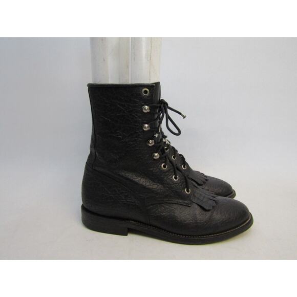 Men\'s Black Leather Lace-Up Ankle Boots